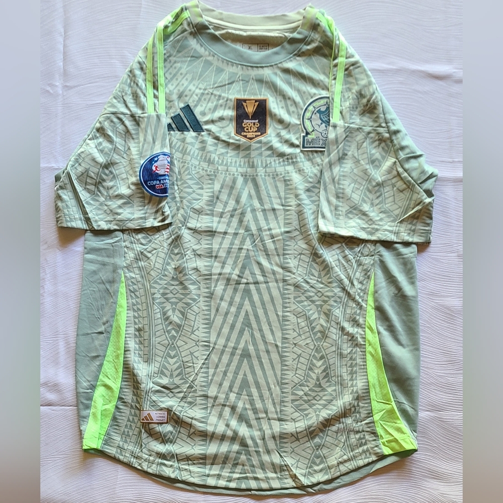 Adidas Mexico Green Patterned Soccer Jersey XL Slim Fit - Picture 11 of 16